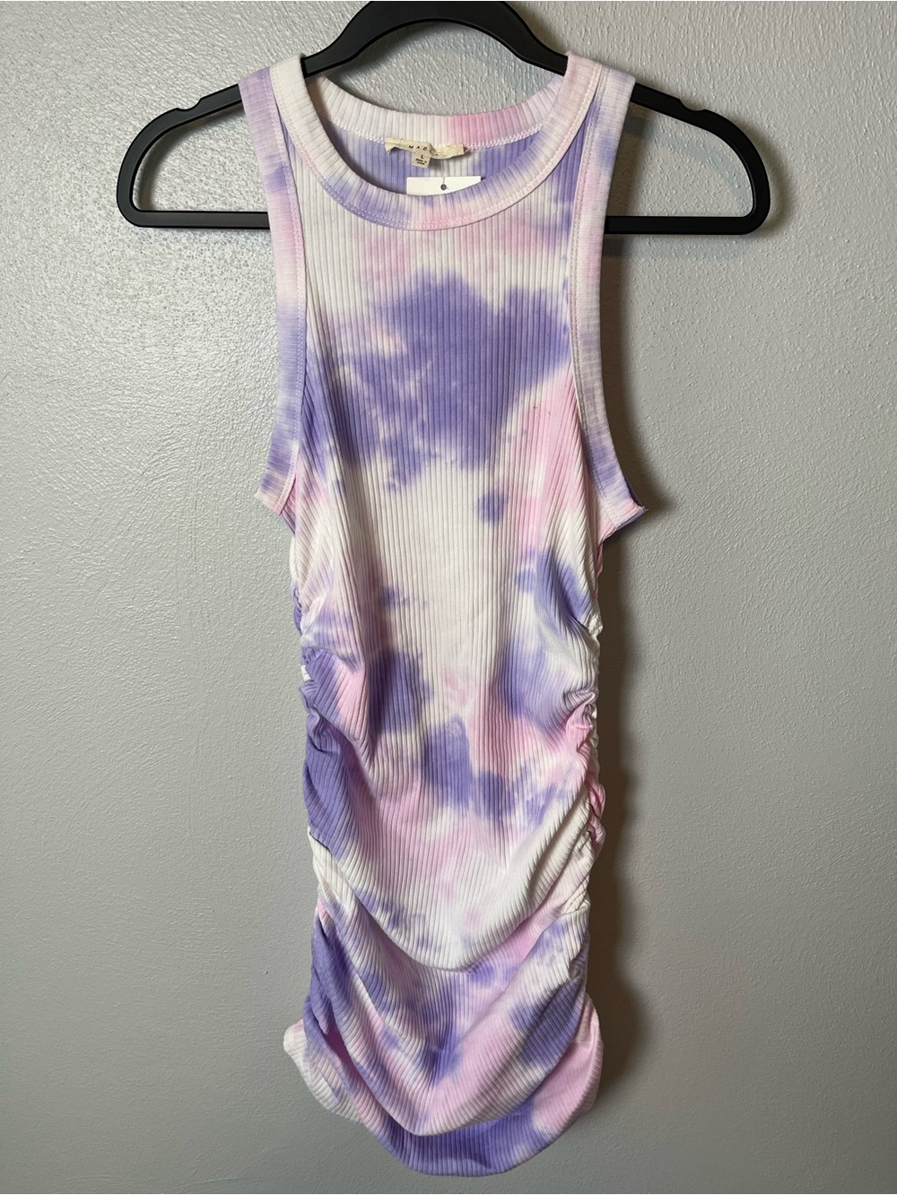 Mable- Tie-Dye Ribbed Tank Dress in Lavender & Pink